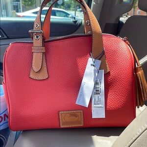Dooney & Bourke pebble Leather Satchel and pouch in salmon